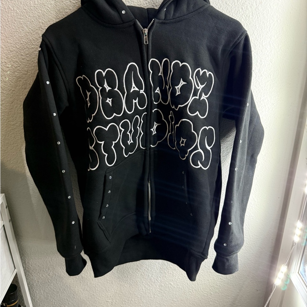 Black Zip Up Hoodie for Men